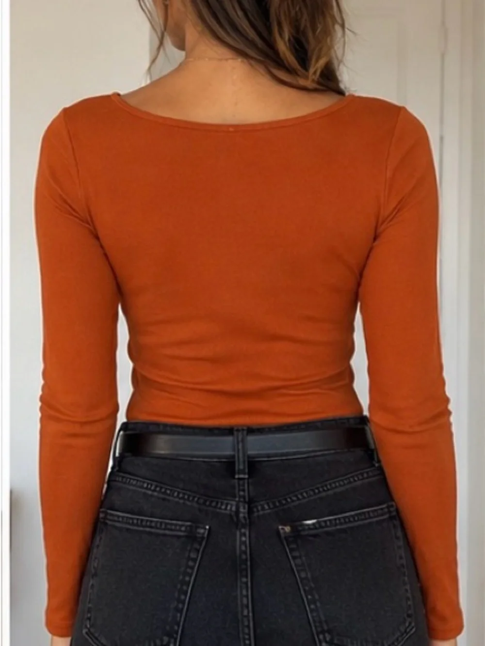 Abercrombie & Fitch Ribbed Bodysuit Burnt Orange Long Sleeve Size M